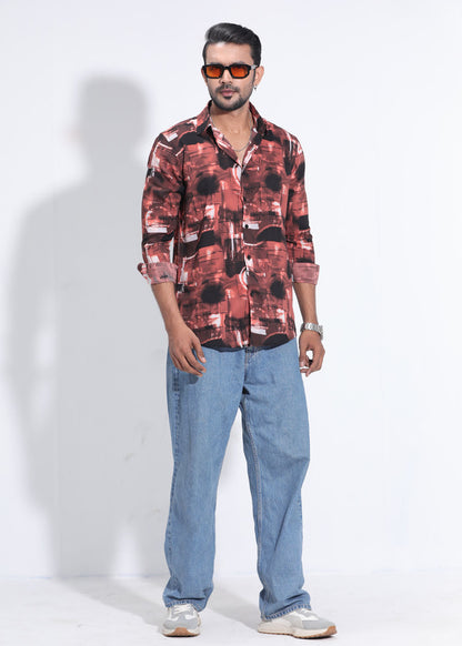 Teal Inferno Men's Full-Sleeve Shirt